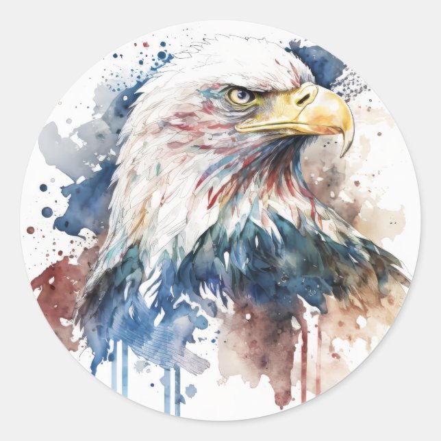 Patriotic Eagle  Classic Round Sticker (Front)