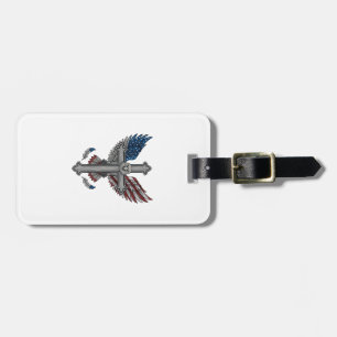 Patriotic Eagle Cross Vintage Engraving Vector Des Luggage Tag