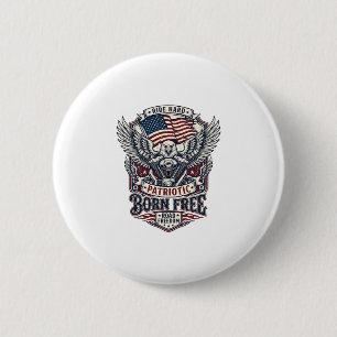 Patriotic Eagle Engine Biker Road Freedom Patriot  6 Cm Round Badge