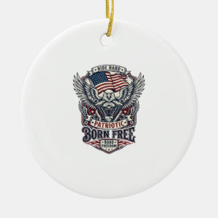 Patriotic Eagle Engine Biker Road Freedom Patriot Ceramic Tree Decoration
