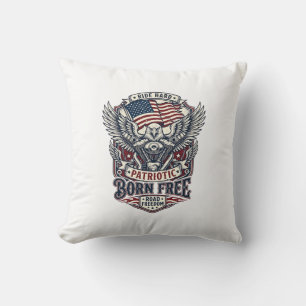 Patriotic Eagle Engine Biker Road Freedom Patriot Cushion