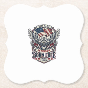 Patriotic Eagle Engine Biker Road Freedom Patriot Paper Coaster