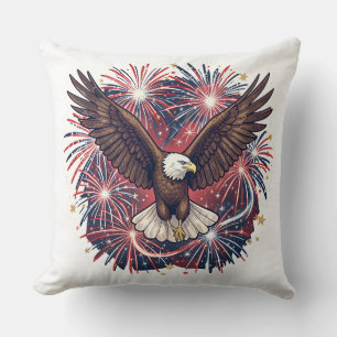 Patriotic Eagle Fireworks Burst Cushion
