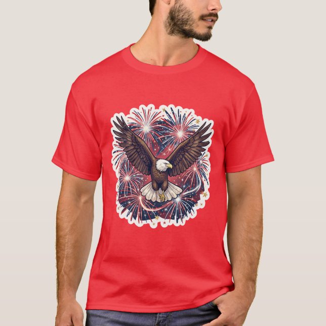 Patriotic Eagle Fireworks Burst T-Shirt (Front)