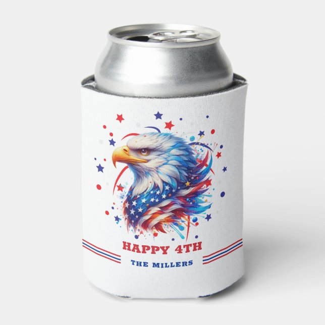  Patriotic Eagle Fireworks Can Cooler (Can Front)