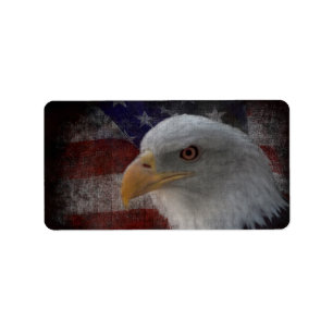 Patriotic Eagle & Flag Label