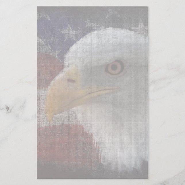Patriotic Eagle & Flag Stationery (Front)