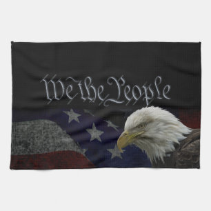 Patriotic Eagle & Flag Tea Towel