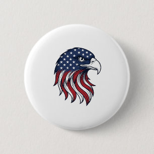 Patriotic Eagle Flag Vector Design for White Shirt 6 Cm Round Badge