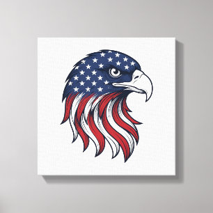 Patriotic Eagle Flag Vector Design for White Shirt Canvas Print