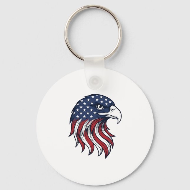 Patriotic Eagle Flag Vector Design for White Shirt Key Ring (Front)