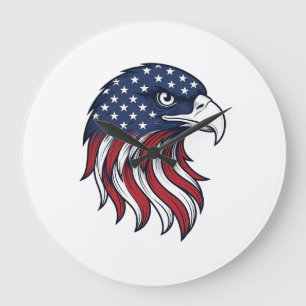 Patriotic Eagle Flag Vector Design for White Shirt Large Clock