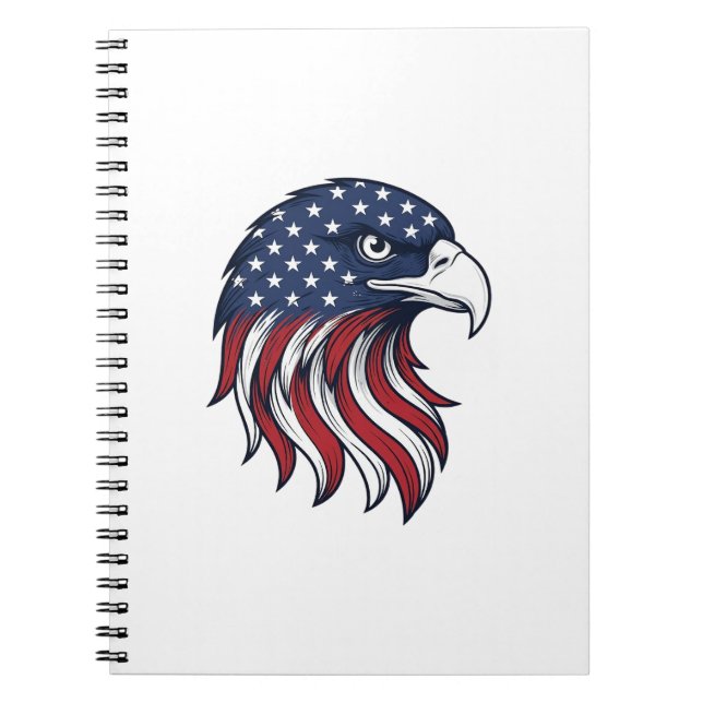 Patriotic Eagle Flag Vector Design for White Shirt Notebook (Front)