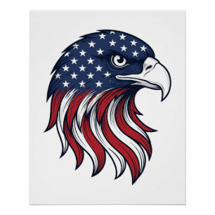 Patriotic Eagle Flag Vector Design for White Shirt Poster