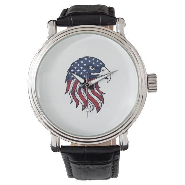Patriotic Eagle Flag Vector Design for White Shirt Watch (Front)
