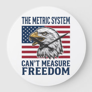 Patriotic Eagle Freedom Quote Vintage Vector Shirt Large Clock