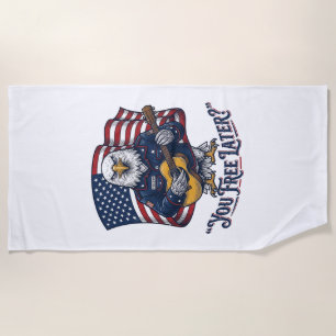 Patriotic Eagle Guitar Vintage Beach Towel