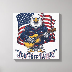 Patriotic Eagle Guitar Vintage Canvas Print
