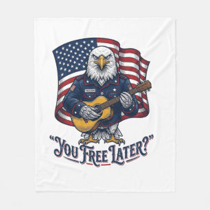 Patriotic Eagle Guitar Vintage Fleece Blanket