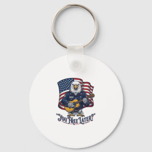 Patriotic Eagle Guitar Vintage Key Ring