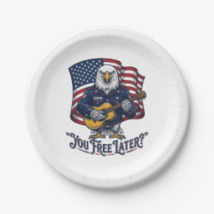 Patriotic Eagle Guitar Vintage Paper Plate