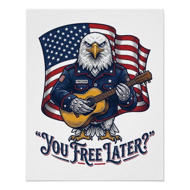 Patriotic Eagle Guitar Vintage Poster (Front)