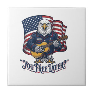 Patriotic Eagle Guitar Vintage Tile