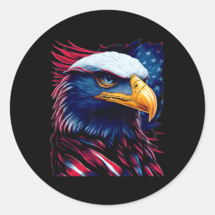 Patriotic Eagle Head - 4th Of July Independence Da Classic Round Sticker