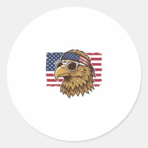Patriotic Eagle Head Vintage Engraving Graphic_1 Classic Round Sticker
