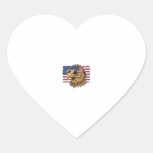 Patriotic Eagle Head Vintage Engraving Graphic_1 Heart Sticker