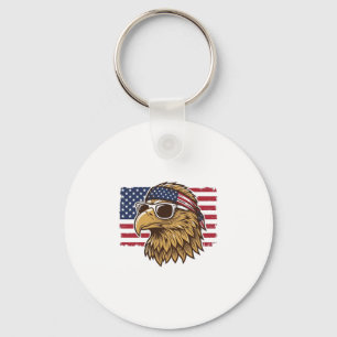 Patriotic Eagle Head Vintage Engraving Graphic_1 Key Ring