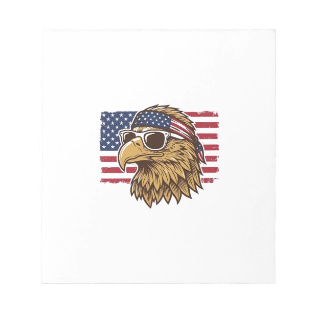 Patriotic Eagle Head Vintage Engraving Graphic_1 Notepad (Front)