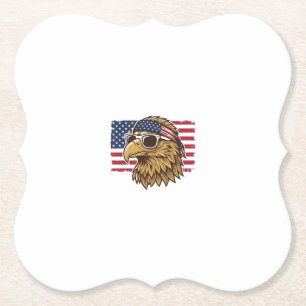 Patriotic Eagle Head Vintage Engraving Graphic_1 Paper Coaster