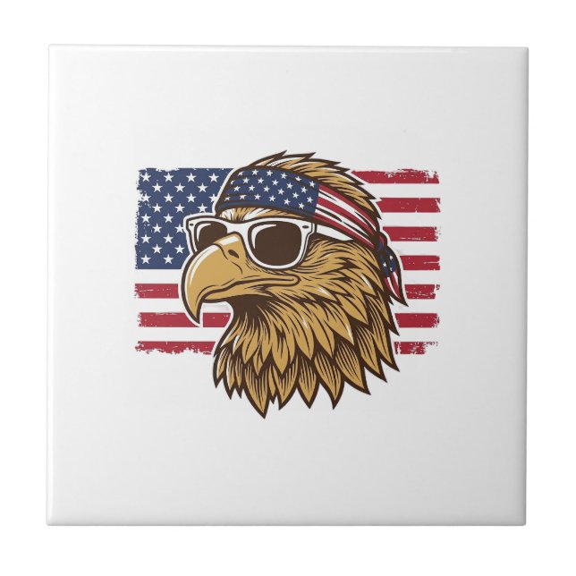 Patriotic Eagle Head Vintage Engraving Graphic_1 Tile (Front)