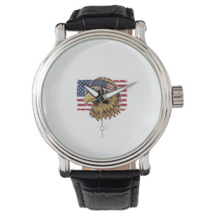 Patriotic Eagle Head Vintage Engraving Graphic_1 Watch