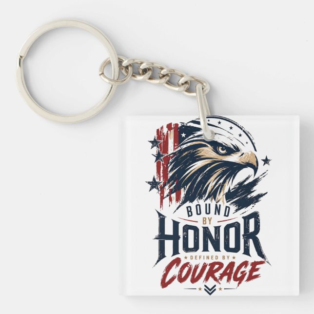Patriotic Eagle Honour Courage Graphic Key Ring (Front)