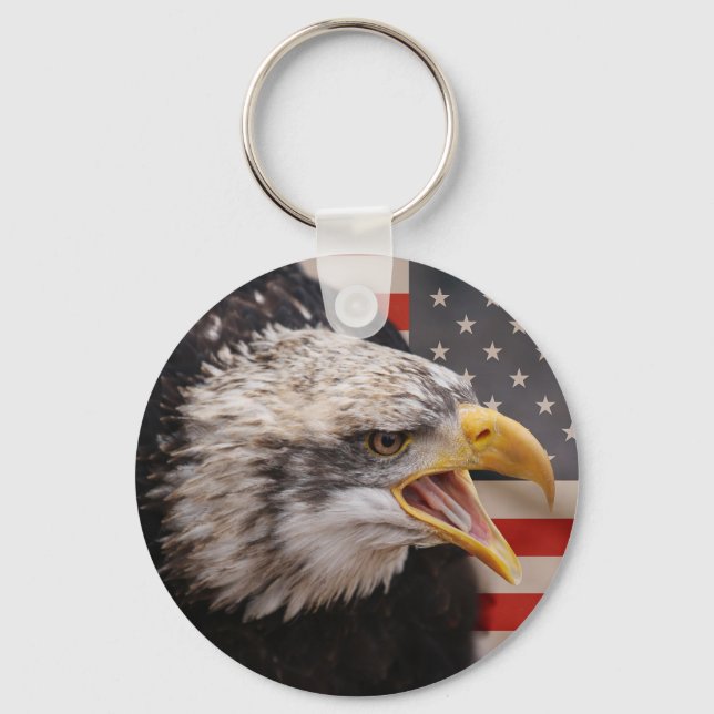 Patriotic Eagle Image Keychain (Front)