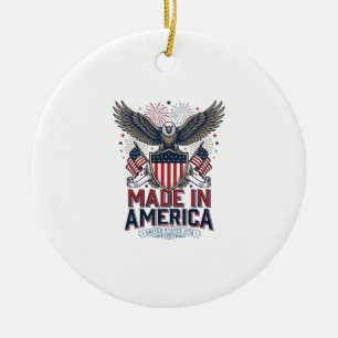 Patriotic Eagle Made in America 4th of July Shirt_ Ceramic Tree Decoration