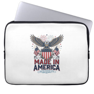 Patriotic Eagle Made in America 4th of July Shirt_ Laptop Sleeve