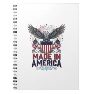 Patriotic Eagle Made in America 4th of July Shirt_ Notebook
