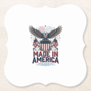 Patriotic Eagle Made in America 4th of July Shirt_ Paper Coaster