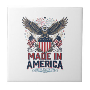 Patriotic Eagle Made in America 4th of July Shirt_ Tile