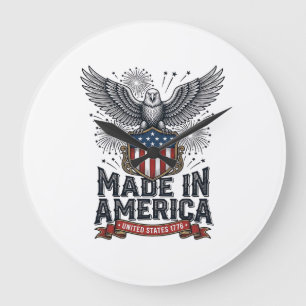 Patriotic Eagle Made in America Vintage Large Clock