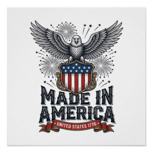 Patriotic Eagle Made in America Vintage Poster