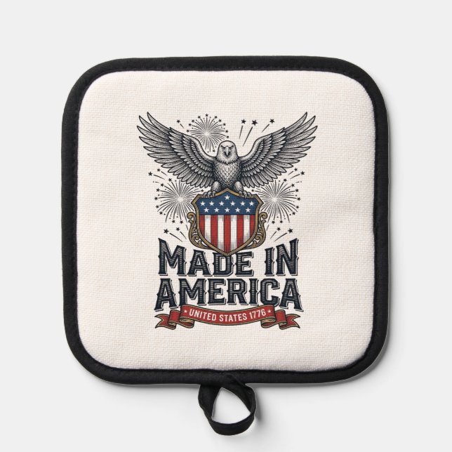 Patriotic Eagle Made in America Vintage Pot Holder (Front)