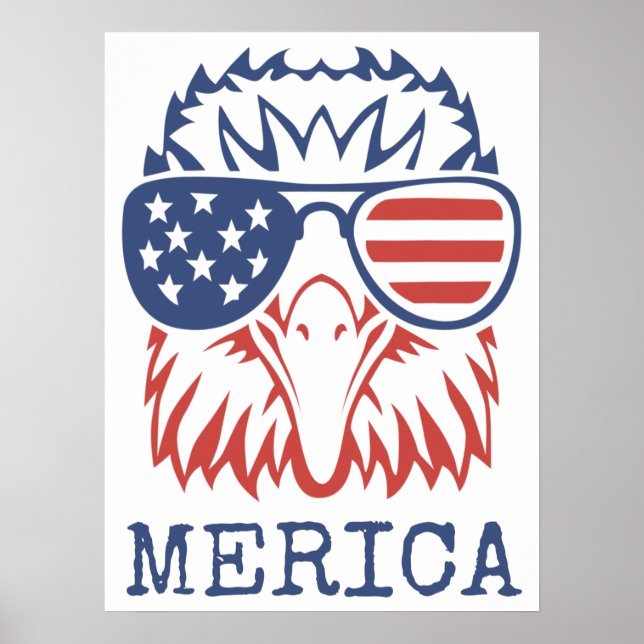 Patriotic Eagle Merica 4th of July American Flag T Poster (Front)