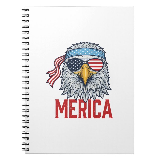 Patriotic Eagle Merica Vintage Engraving Shirt Des Notebook (Front)
