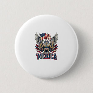 Patriotic Eagle Merica Vintage Vector Shirt Design 6 Cm Round Badge