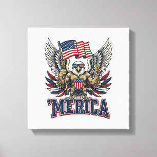 Patriotic Eagle Merica Vintage Vector Shirt Design Canvas Print