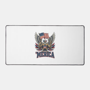 Patriotic Eagle Merica Vintage Vector Shirt Design Desk Mat